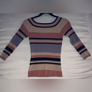 INC International Concepts Fitted Ribbed Blouse Pink and Purple